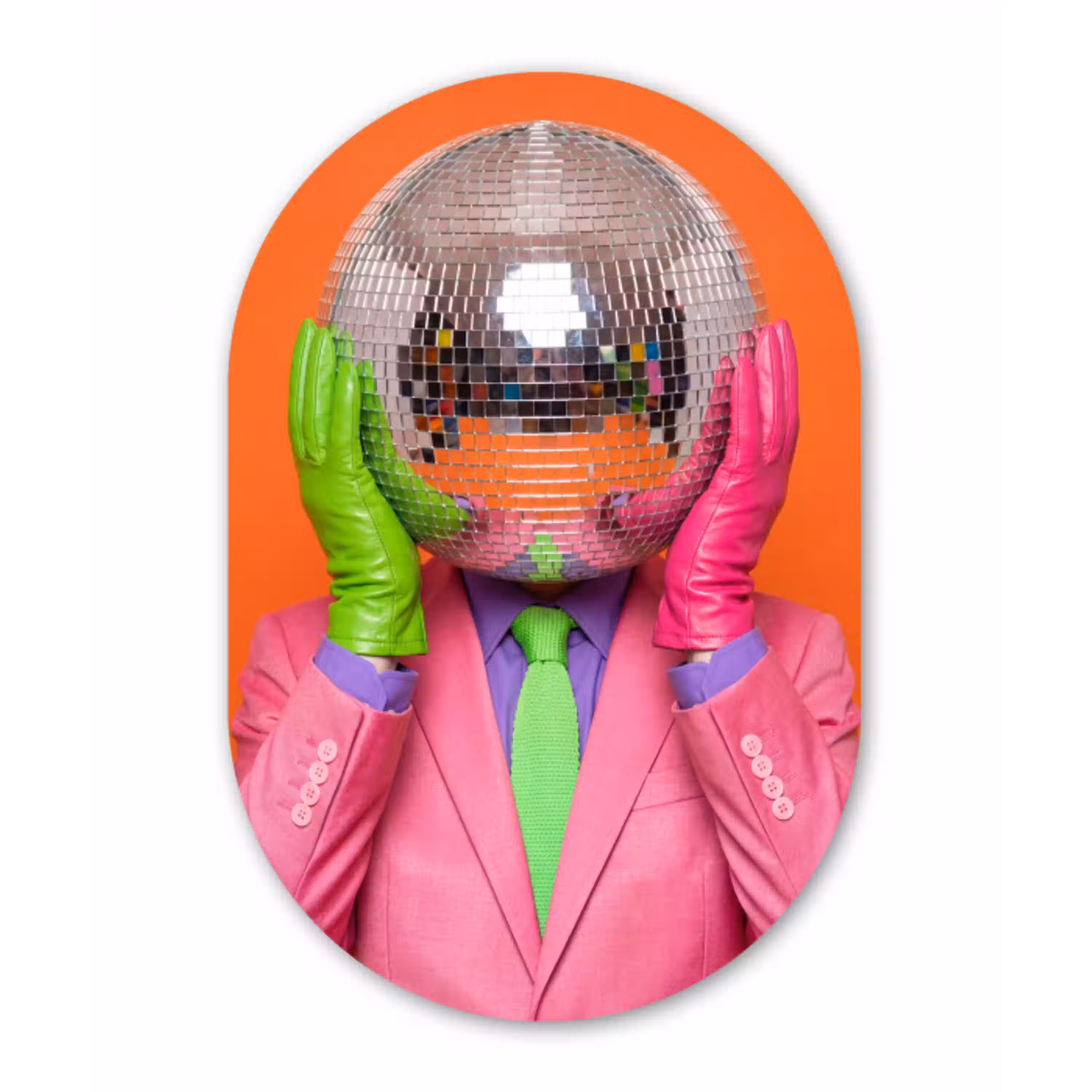 Kunst - Disco bal - Kleurrijk - Modern - Studio Wandcirkel Ovaal Forex klein -3d