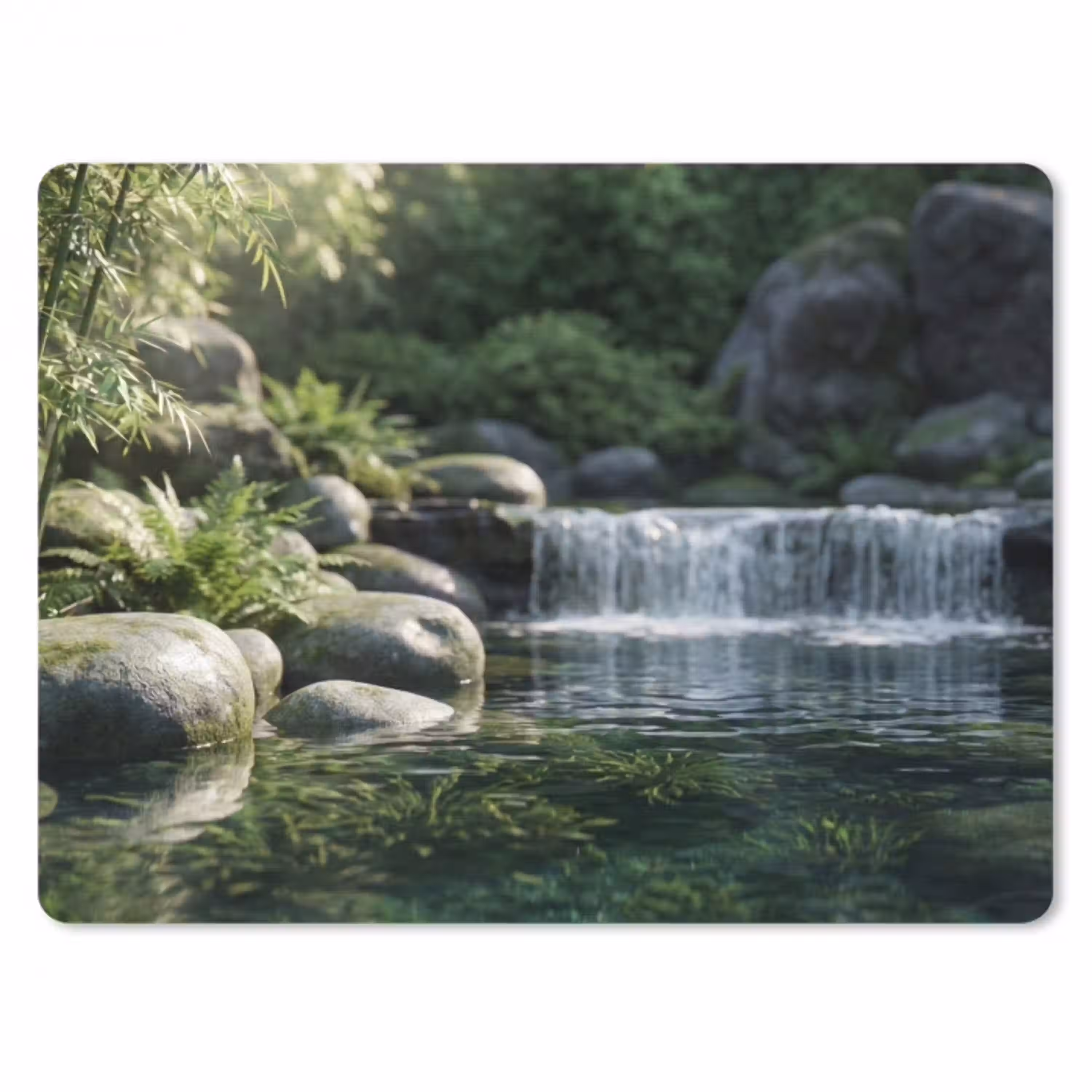 Beek - Waterval - Natuur - Groen muismat rubber klein -3d