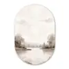 Rivierlandschap - Minimalistisch - Aardetinten Wandcirkel Ovaal Forex klein -3d
