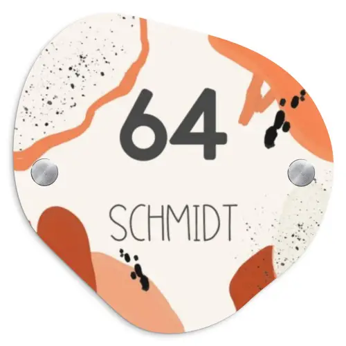 Abstract oranje - Modern Naambord Organisch middel -3d