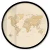 Wereldkaart - Realistisch - Beige Fotolijst rond zonder passe partout klein -3d