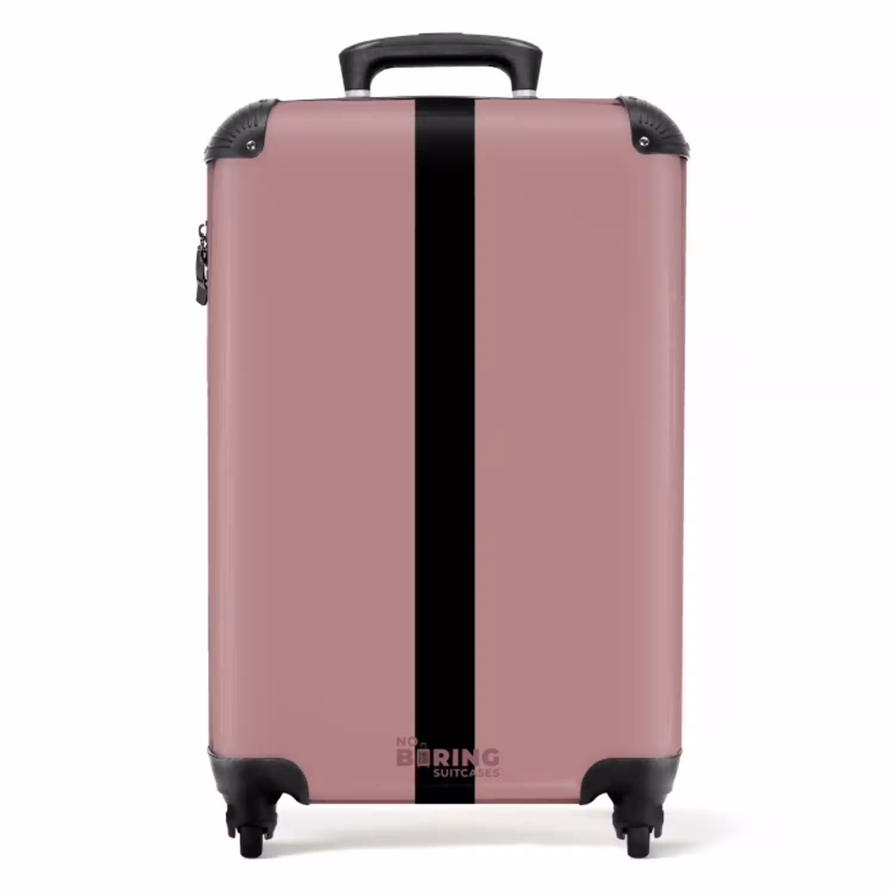 Minimal - Zacht oudroze met zwarte streep NBS - Handbagage koffer - Unisex middel -productfoto_recht