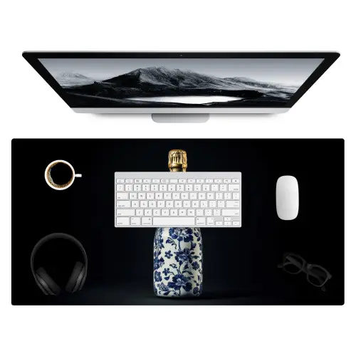 Champagne - Bloemen - Goud - Chique Muismat XXL klein -3d