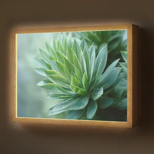 Blad - Plant - Groen - Textuur Light Box met batterij (Wandlamp) middel -z3d_website