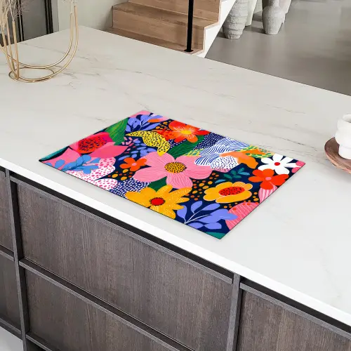 Kleurrijk - Bloemen - Abstract - Stippen Inductie beschermer vinyl 3mm klein -sfeer8