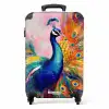 Kleurrijk portret van een pauw in olieverf NBS - Handbagage koffer - Unisex middel -productfoto_recht