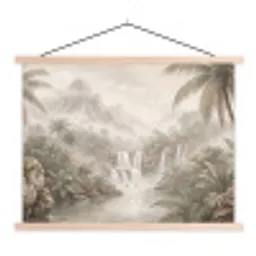 Jungle - Watervallen - Tropisch - Illustratie textielposter latten blank klein -3d