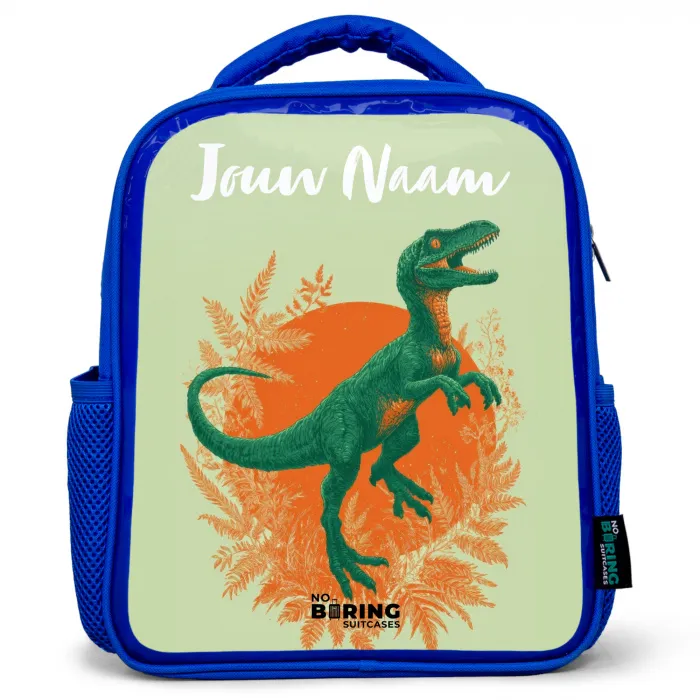 Dino - Natuur - Groen Kinderrugzak - Blauw middel -3d