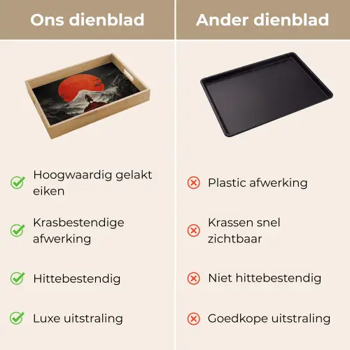 Krijger - Rode trappen - Zon - Berg Dienblad Rechthoek middel -USP_VergelijkingNL