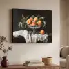 Stilleven - Perziken - Vintage Textielframe zwart klein -sfeer3