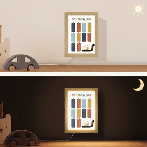 Educatief - Leren rekenen - Auto - Vermenigvuldigingstabel Light Box met kabel (Wandlamp kind) klein -sfeer3_kind