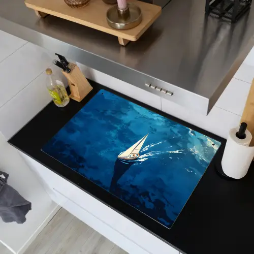 Zeilboot - Water - Abstract - Schaduw Inductie beschemer met haakjes klein -sfeer1