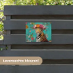 Luipaard - Bloemen - Kroon tuinposter los doek klein -sfeer3