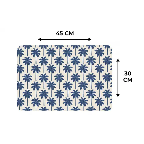 Symmetrisch - Palm - Blauw Placemat vinyl groot 368 -specs