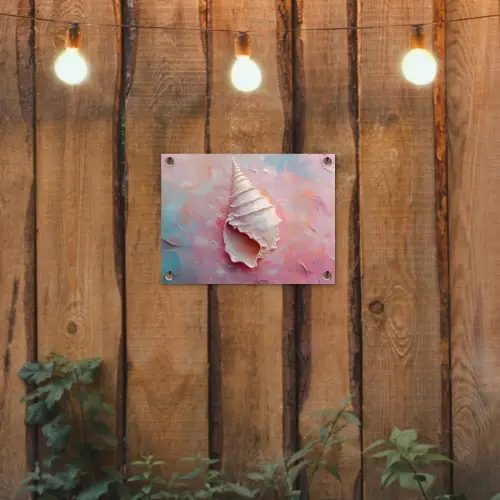 Schelp - Pastel - Pink tuinposter los doek klein -sfeer1