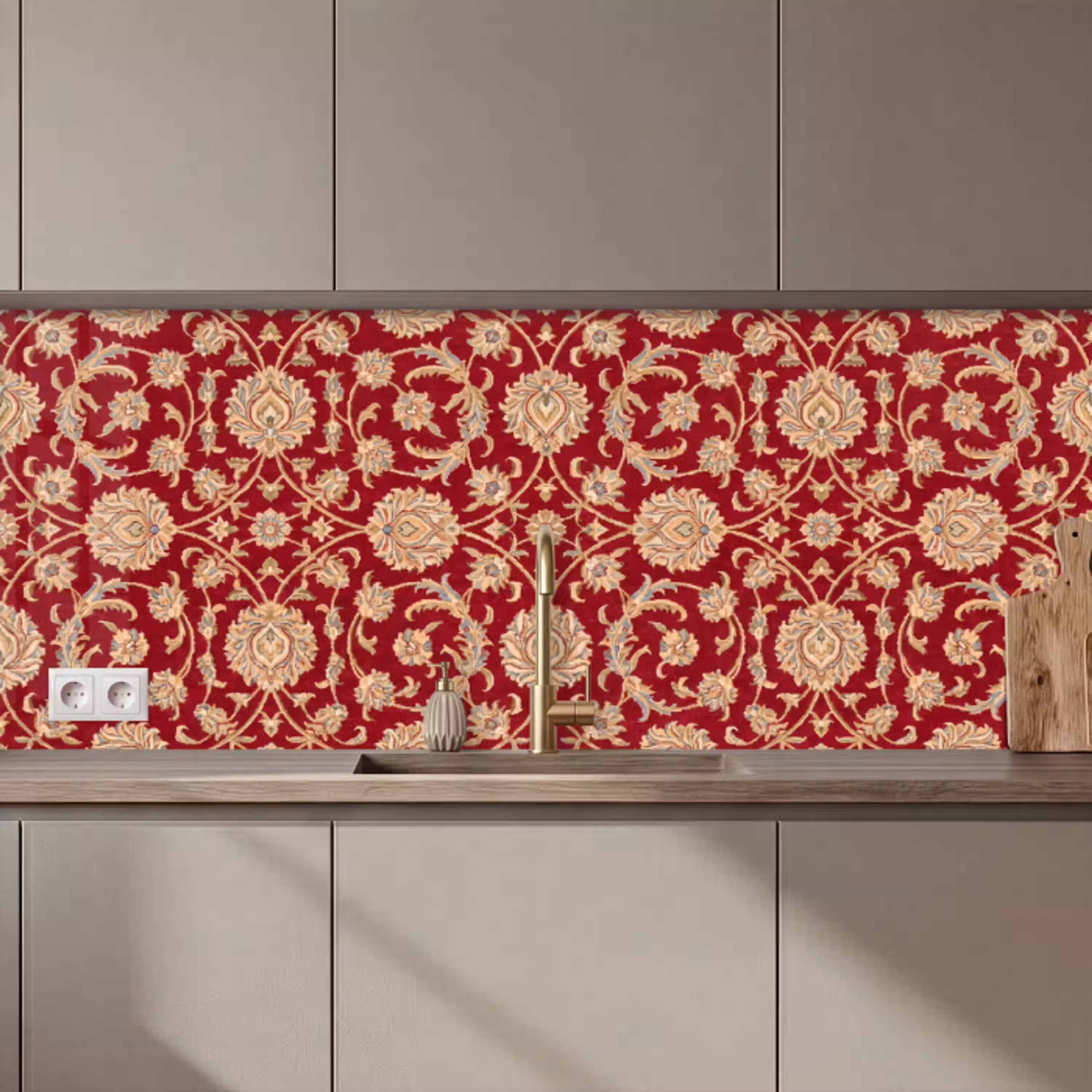 Patroon - Bloem - Klassiek - Oosters - Rood keuken achterwand 2 middel zz_3dshopping