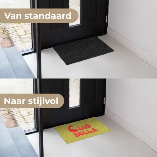 Ciao bella - Rood - Groen - Stippen Deurmat klein -voor-na_NL