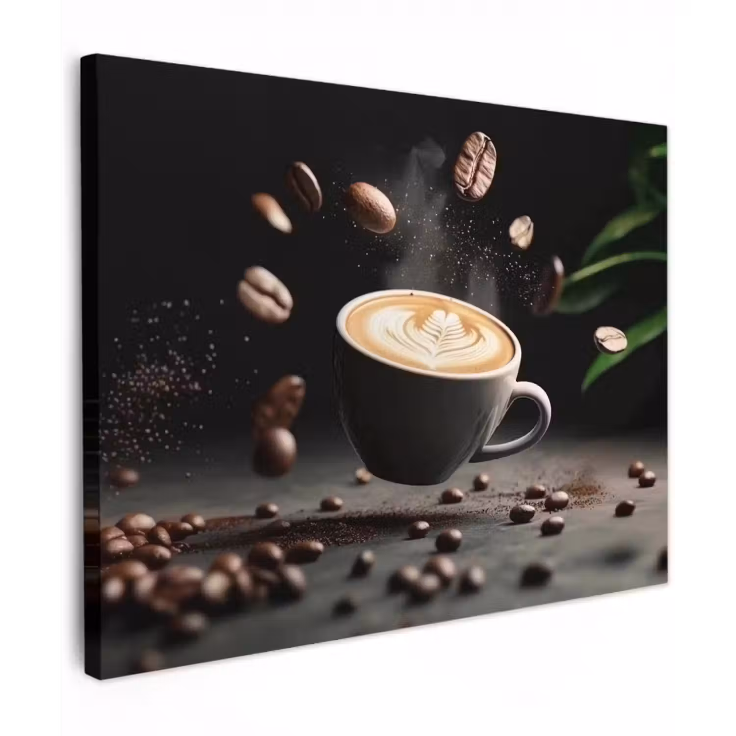 Canvas schilderij - Cappuccino - Kop - Bonen - Bruin