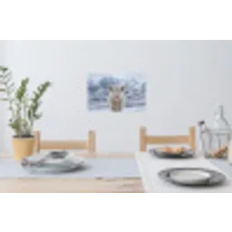 Schotse Hooglander - Sneeuw - Bergen - Winter Muursticker klein -eettafel