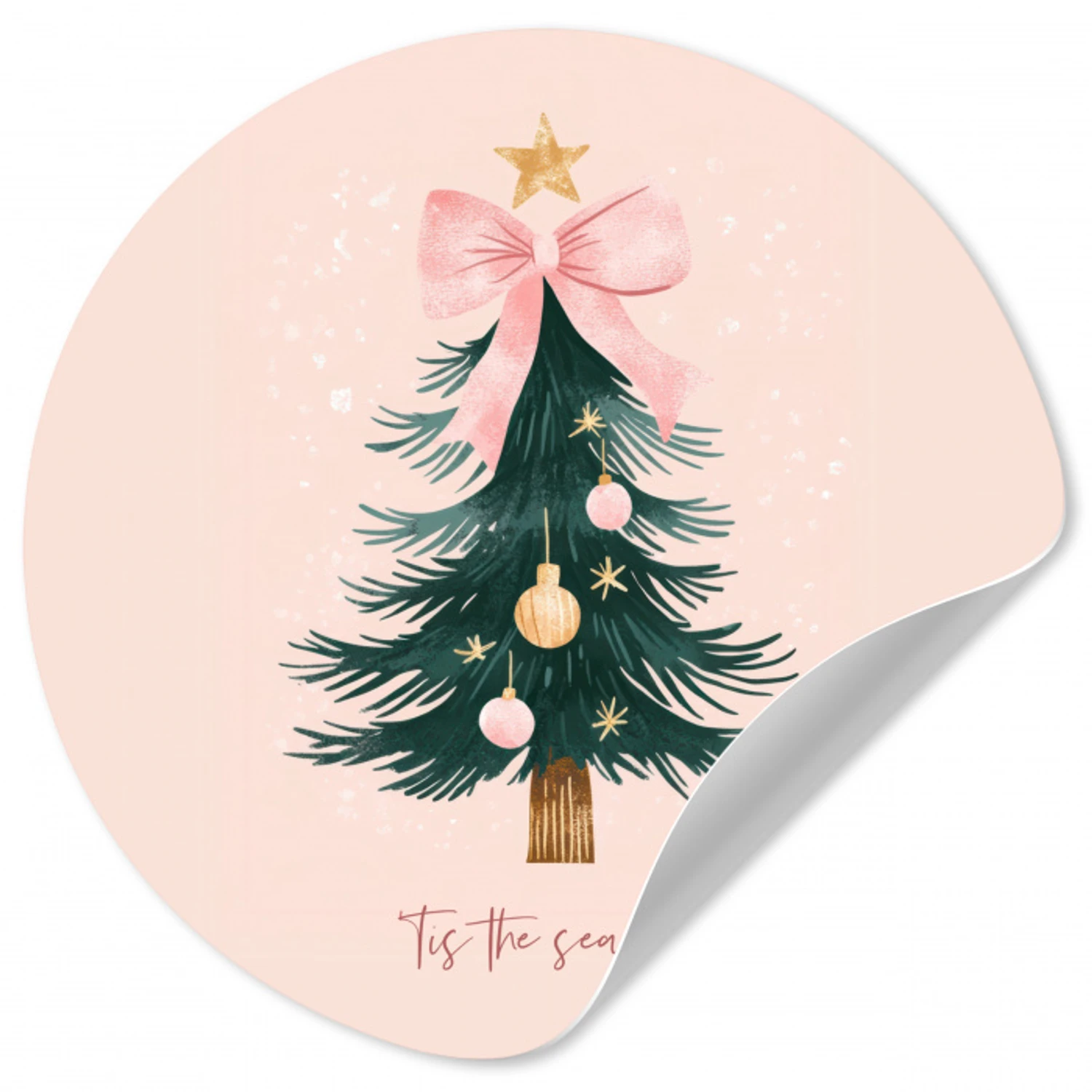Christmas Season - Kerst - Kerstboom - Roze Wandcirkel behangsticker klein -3d
