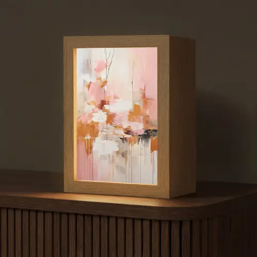 Verf - Roze - Oranje - Abstract - Kunst Light Box met kabel (Tafellamp) klein -z3d_website