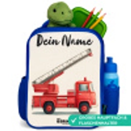 Brandweerwagen - Getekend - Rood Kinderrugzak - Blauw middel -inhoud_DE
