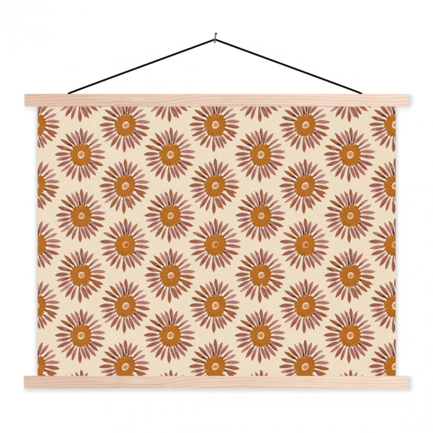 Patroon - Retro - Bruin textielposter latten blank klein 122 -3d