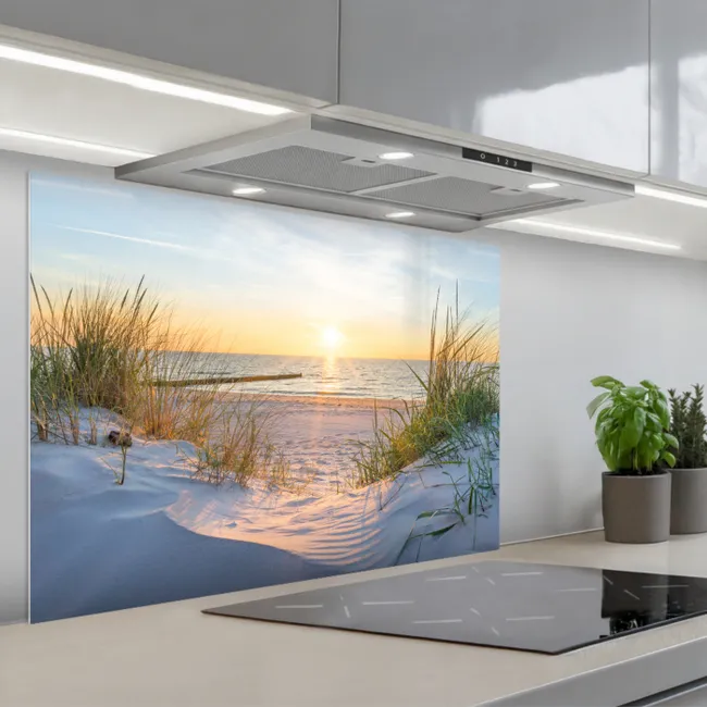 Spatscherm keuken - Strand - Zon - Duin - Gras - Zand - Horizon