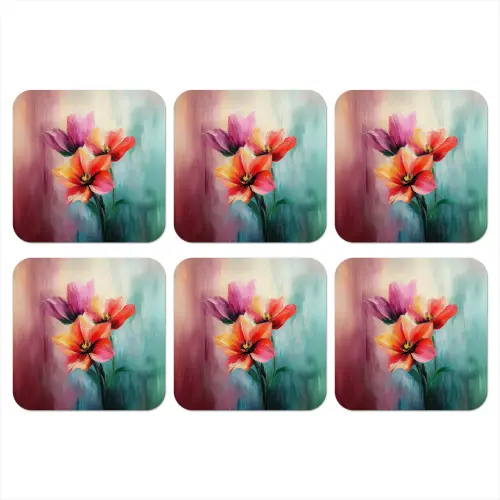 Tulpen - Lichtreflecties - Kleurverloop onderzetter kurk middel -3d