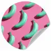 Bananen - Patroon - Blauw - Roze Wandcirkel behangsticker klein -3d