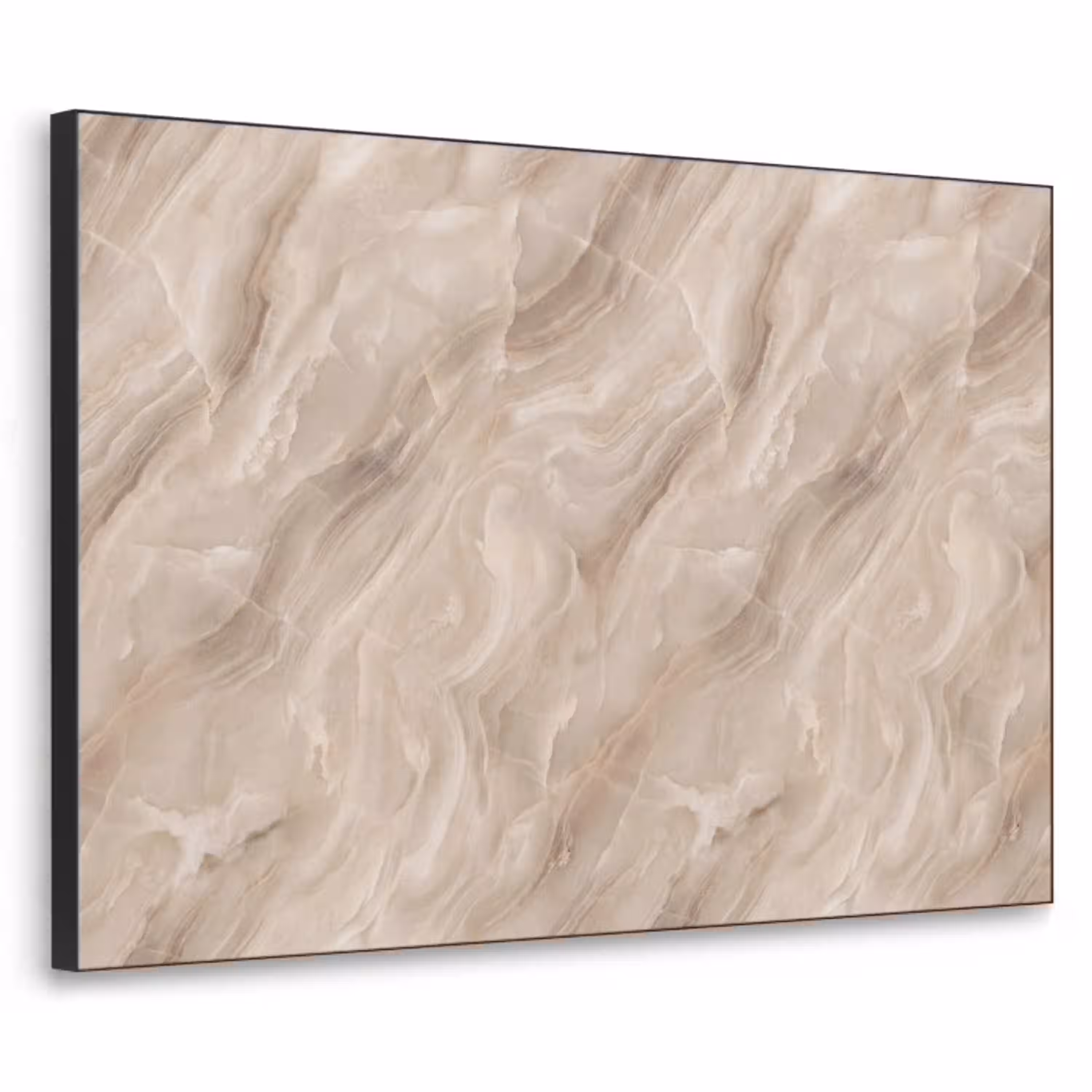 Steen - Golvend - Abstract - Beige Textielframe zwart klein -3d
