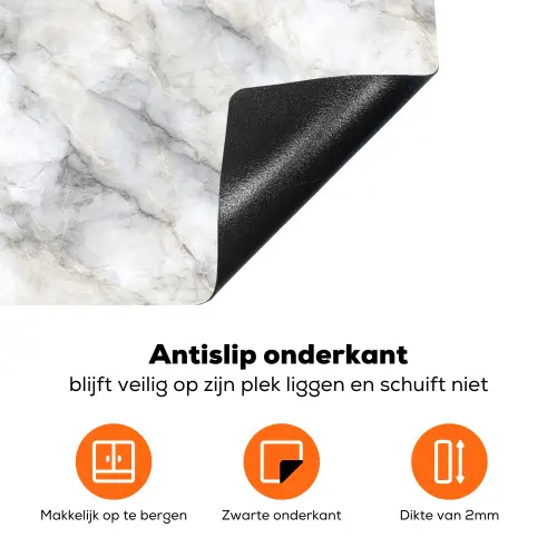 Grijs - Marmer - Gedetailleerd Inductie beschermer vinyl 3mm klein 276 -zzzzzzz-td-onderkant