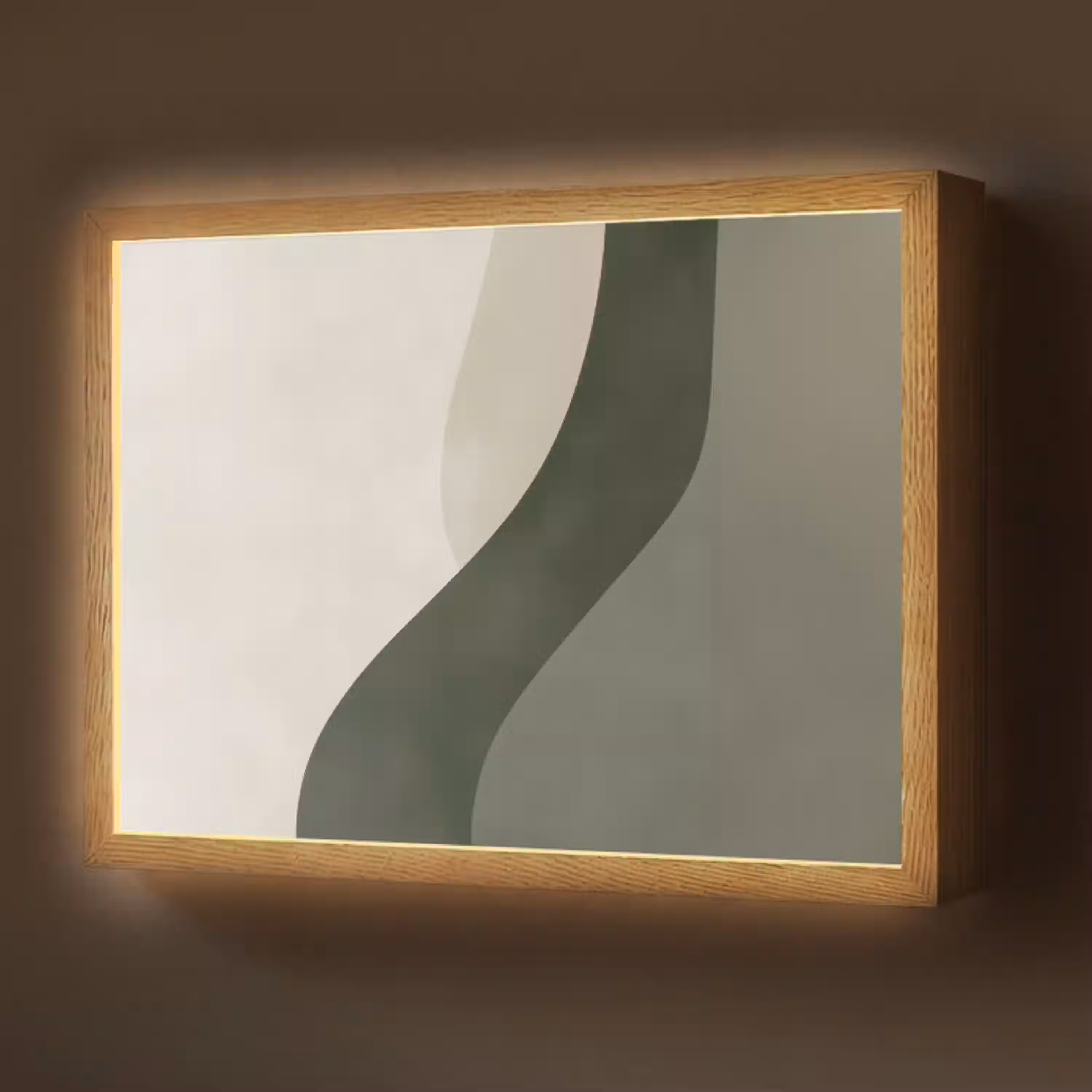 Japandi - Groen - Abstract - Modern Light Box met batterij (Wandlamp) middel -z3d_website
