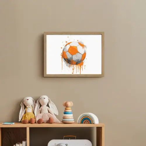 Voetbal - Abstract - Oranje - Verfspatten Light Box met batterij (Wandlamp kind) middel -sfeer2_kind