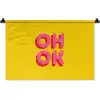Oh ok - 3D - Geel - Roze Wandkleed katoen klein -zz3d