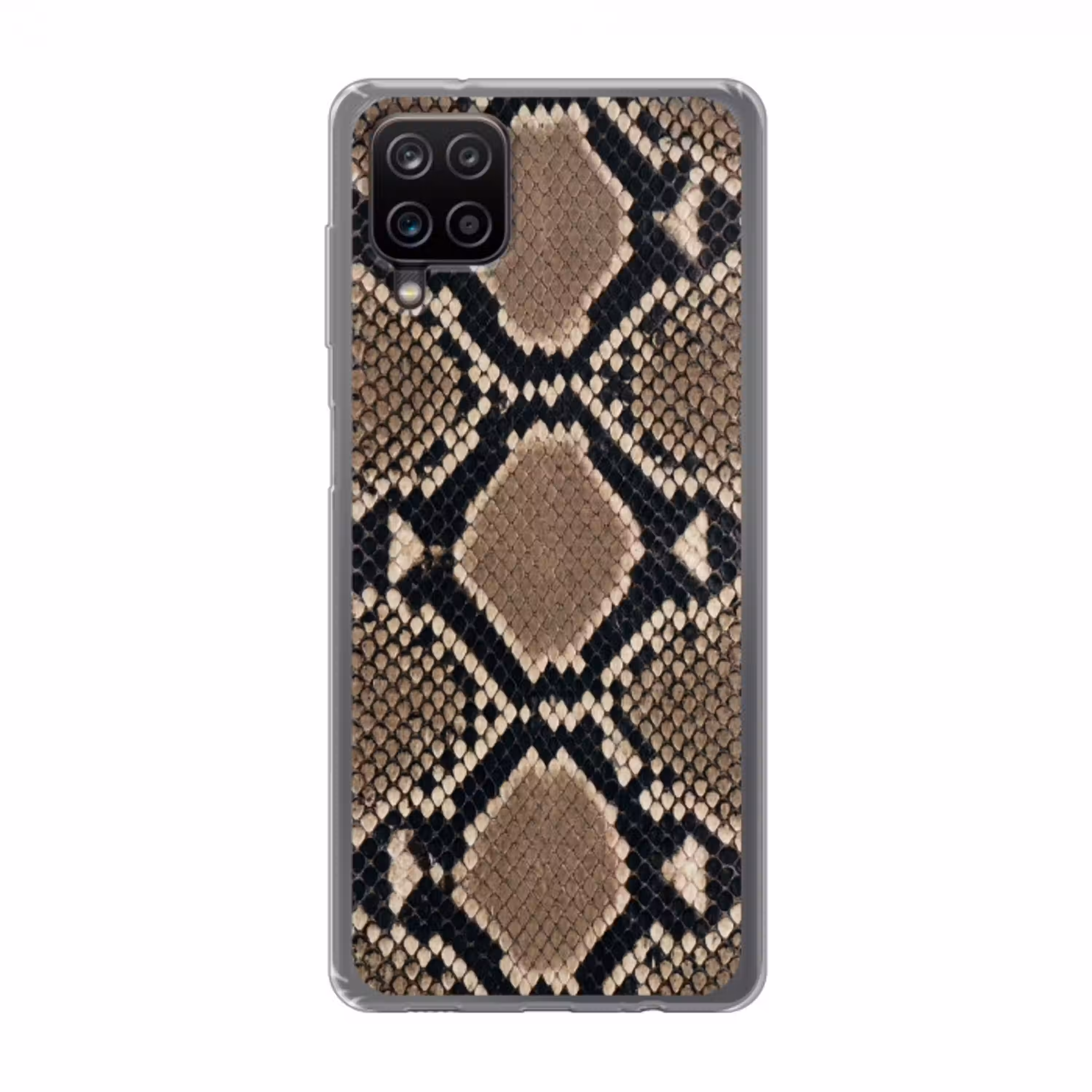 Slangenprint - Python - Bruin Telefoonhoesje Samsung Galaxy A12 klein -3d