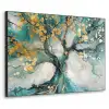 Boom - Modern - Verflook - Turquoise - Goud Textielframe - compleet frame klein -3d