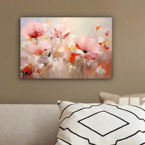 Bloemen - Watercolor - Roze - Abstract - Kunst canvas 2cm klein -sfeer3