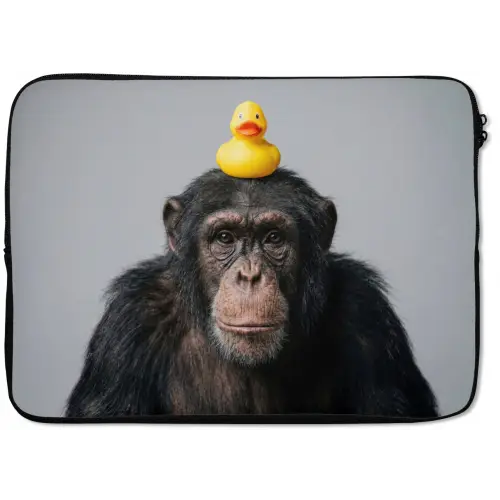 Chimpansee - Badeend - Grijs laptophoes neopreen klein -zkaufland3dotto