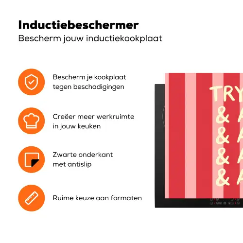 Strepen - Rood - Try again Inductie beschermer vinyl 3mm klein -zzzzzzz-td-ups