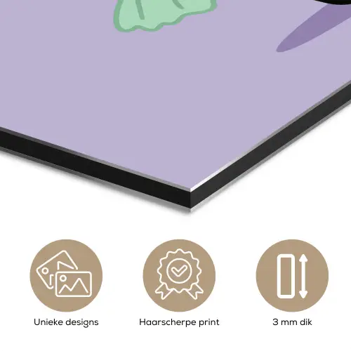 Dansende panda - Paars - Sierlijk - Kawaii aluminium wit klein -closeup_NL