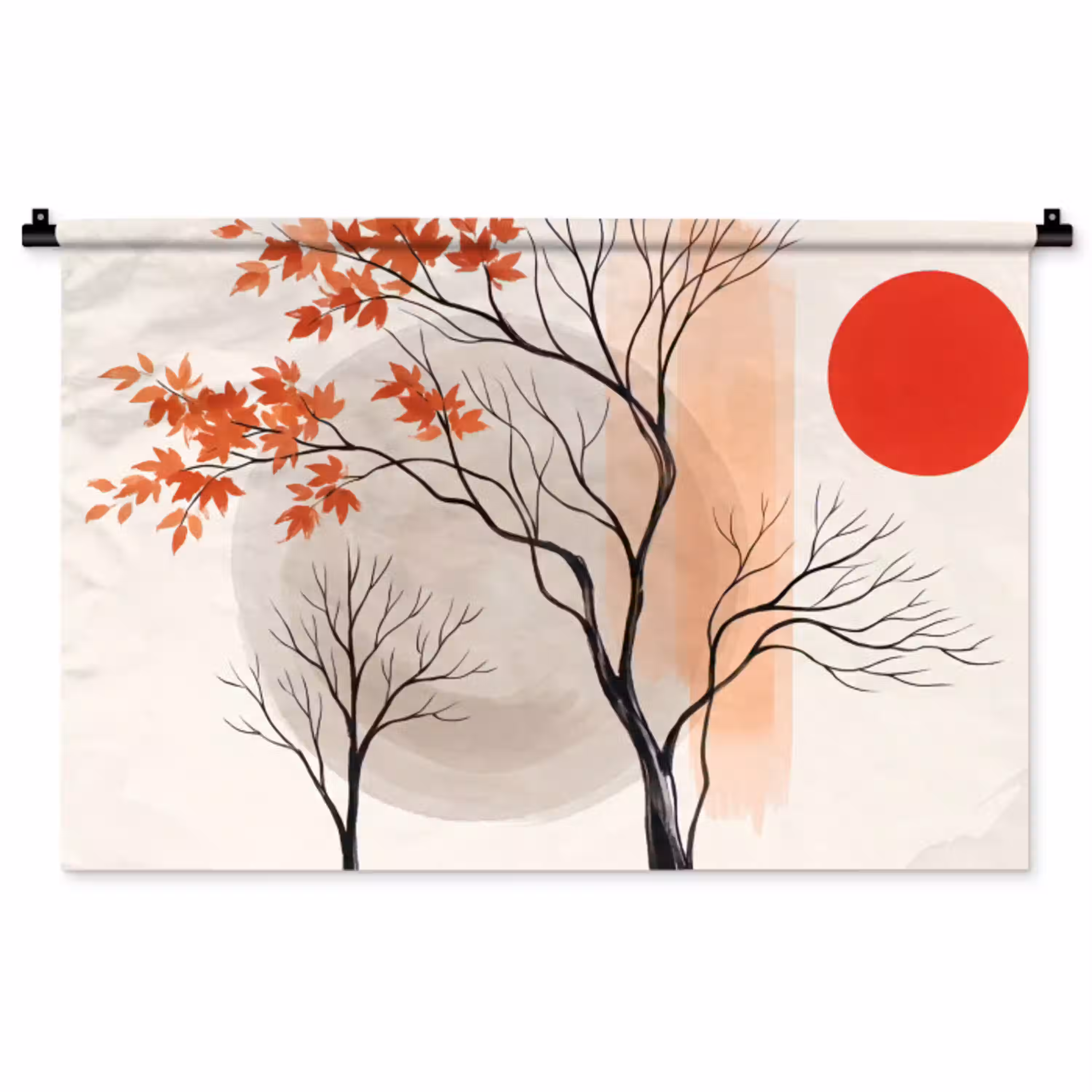 Boom - Rood - Abstract Wandkleed katoen middel -zz3d
