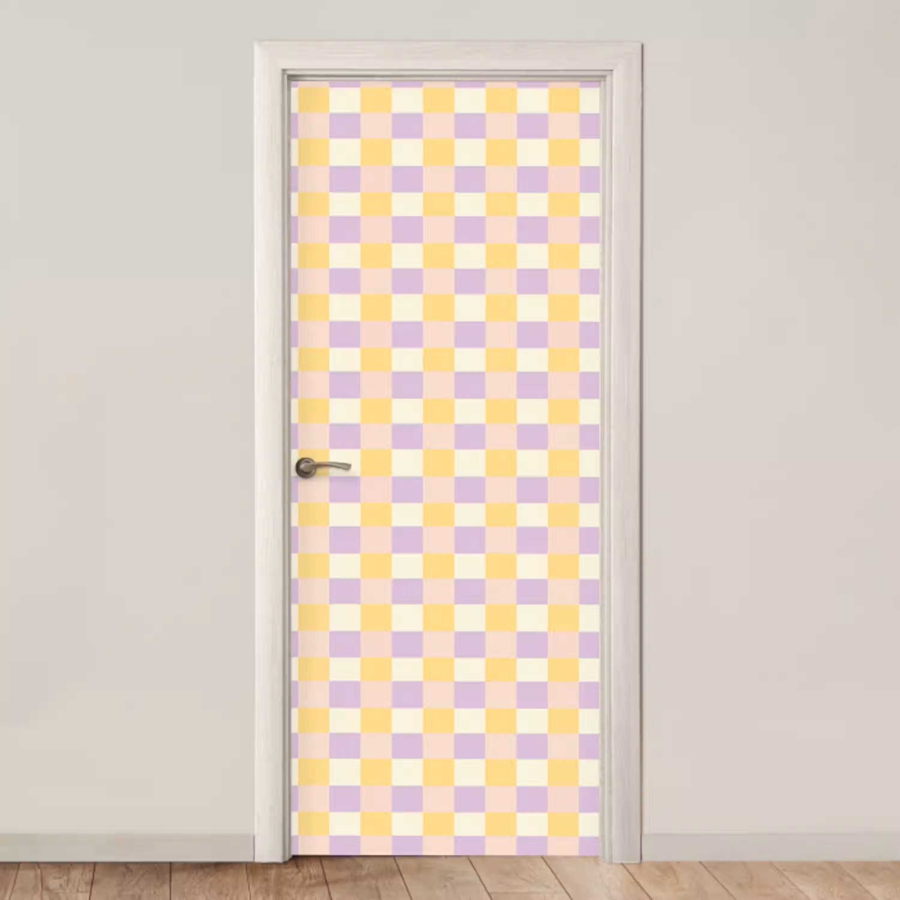 Blokjes - Lila - Geel deurposter klein 289 -3d_beige