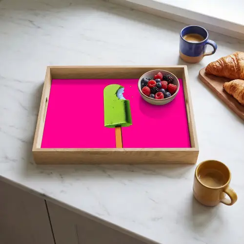 Ijsje - Stokje - Minimalistisch - Groen Dienblad Rechthoek middel -sfeer2