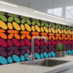 Haakpatronen - Retro - Regenboog keuken achterwand 2 middel 871 -3d_schuin