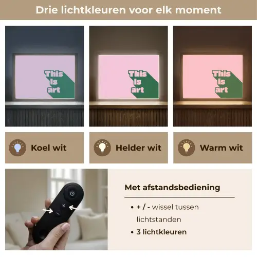 Groen - Teskt - This is art - Roze Light Box met batterij (Wandlamp) middel -USP_lichtkleurNL
