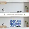 Bloemen - Delfts Blauw - Patroon - Tulp keuken achterwand spatscherm klein -voor_na_NL