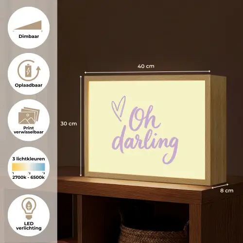 Oh darling - Geel - Hart Light Box met batterij (Wandlamp) middel -USP_websiteoverzichtNL