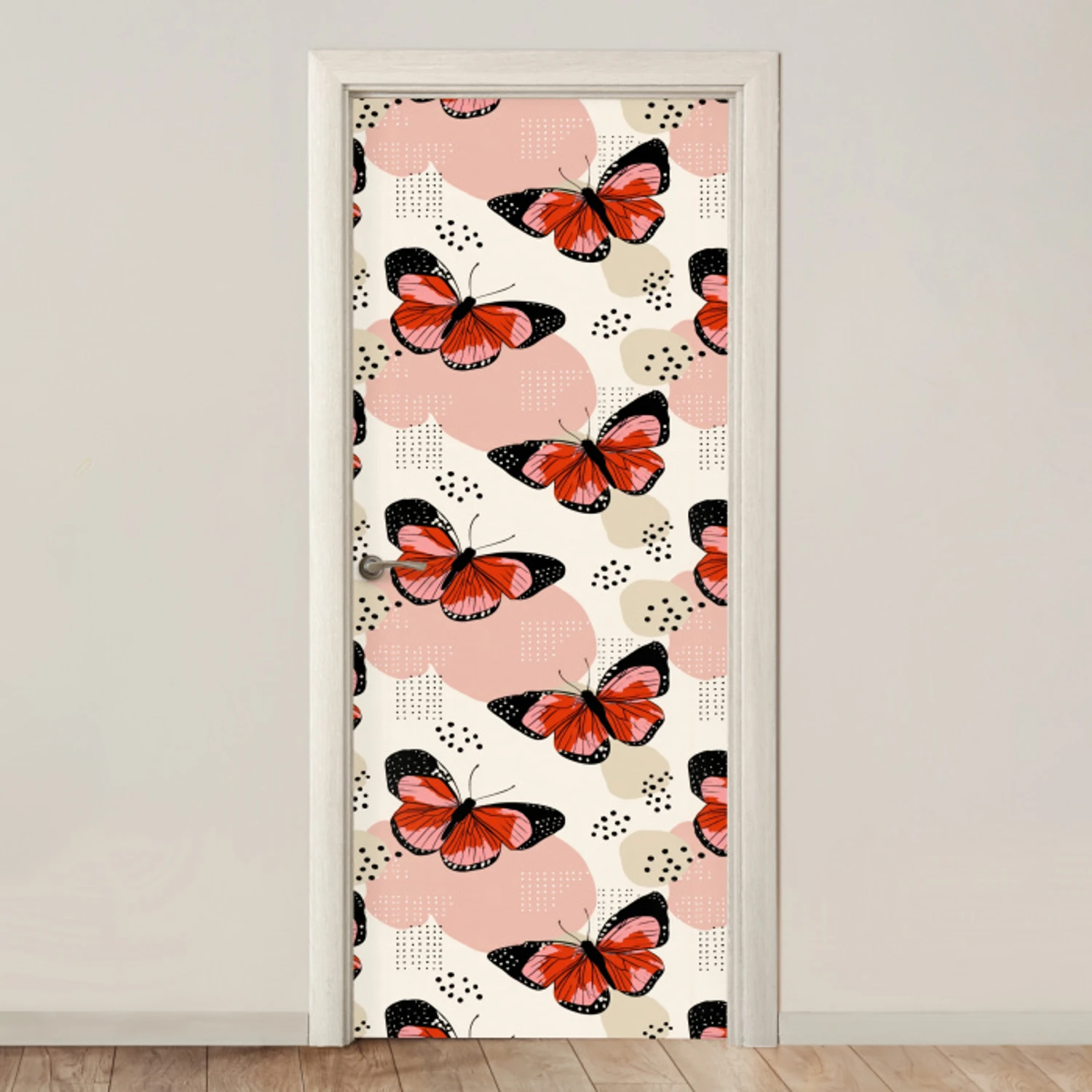 Vlinders - Retro - Kleurrijk deurposter klein 289 -3d_beige