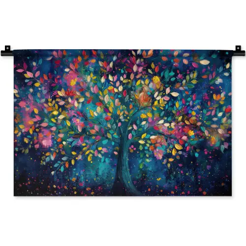 Kleurrijk - Boom - Magisch - Abstract Wandkleed katoen klein -zz3d
